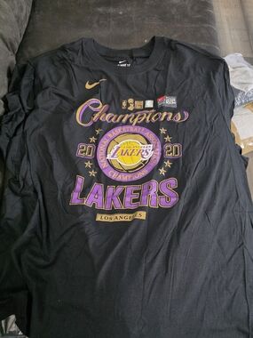 Nike Black Los Angeles Lakers 2020 Champions Graphic Tee - Purple & Gold